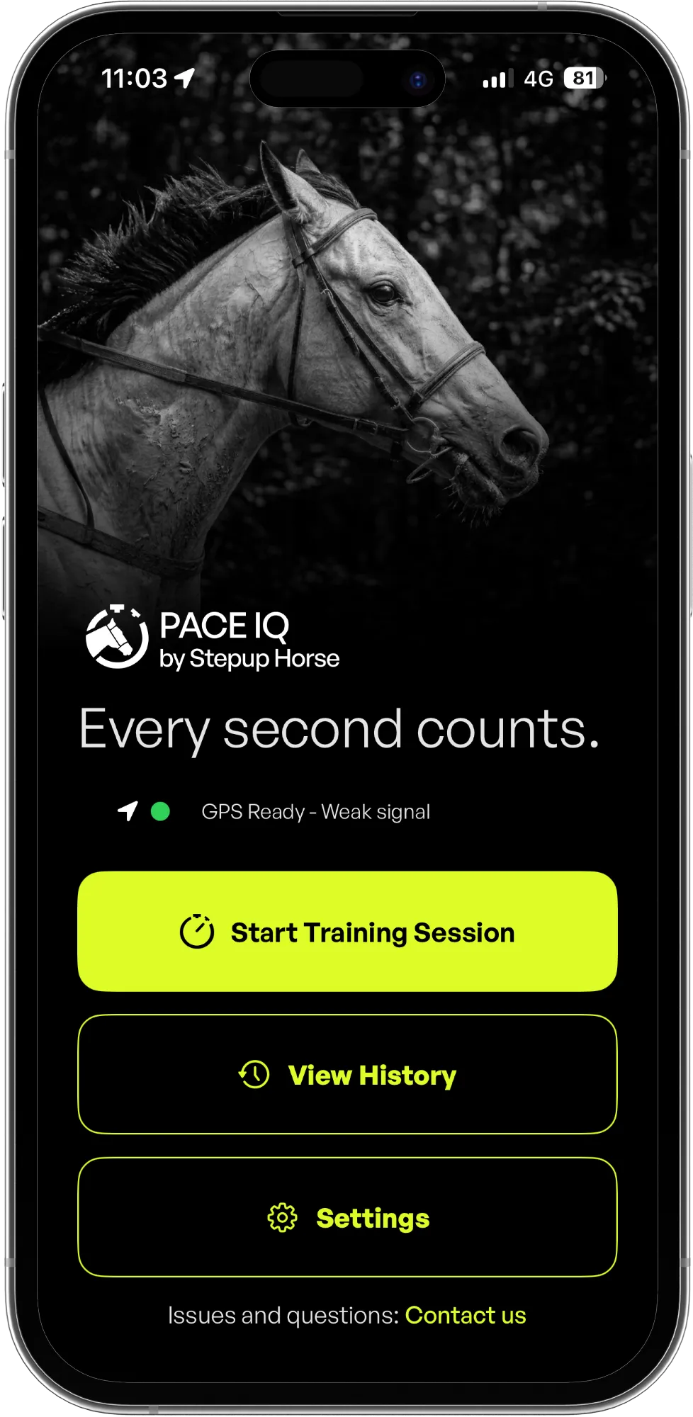 Pace IQ workout overview screen