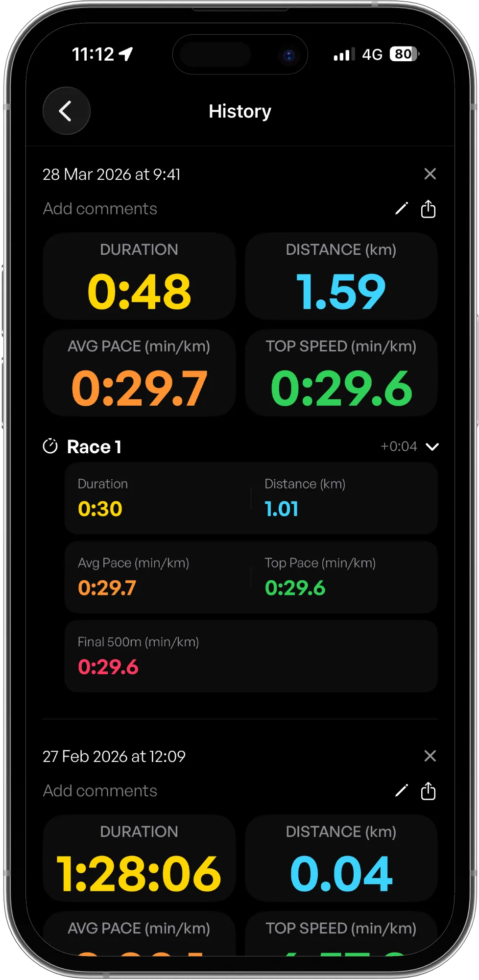 Pace IQ workout setup screen