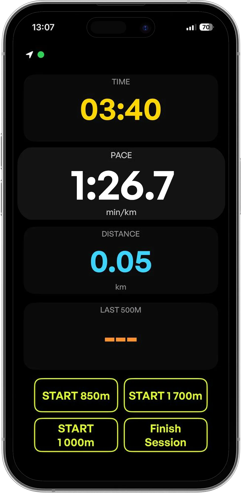 Pace IQ active pace screen