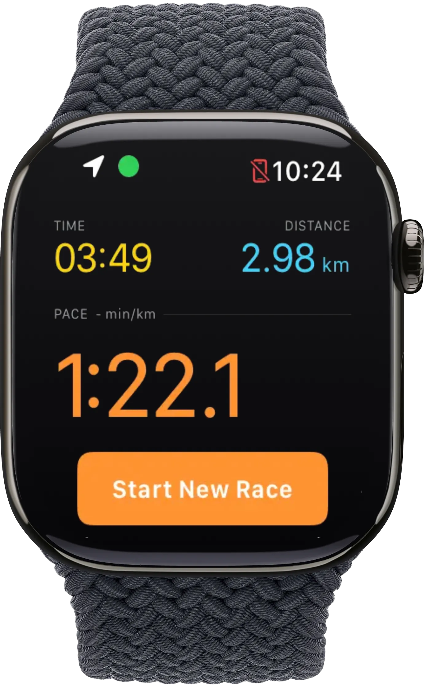 Pace IQ Apple Watch training screen