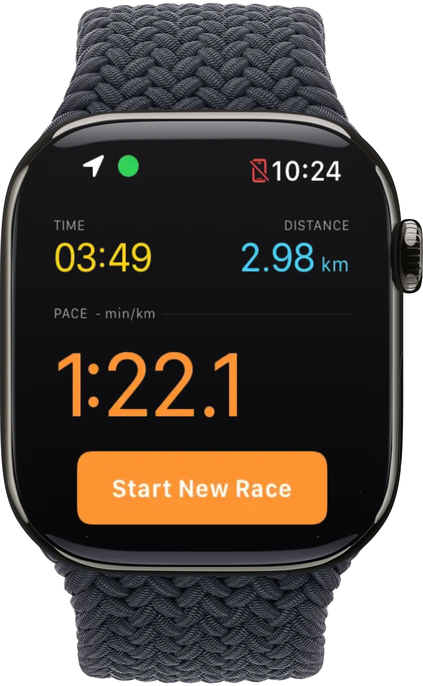 Pace IQ Apple Watch training screen
